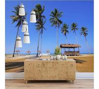 Fresco Bello Palmeras Cielo Azul Cenador 3D Papel Pintado Tapiz Textura de Seda Oficina Comedor Sofá Dormitorio Sala Estar TV Fondo Pantalla-200cm×140cm