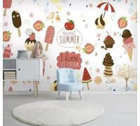 Fresco Bello Pintado Dibujos Animados Helado 3D Papel Pintado Tapiz Textura de Seda Oficina Comedor Sofá Dormitorio Sala Estar TV Fondo Pantalla-430cm×300cm