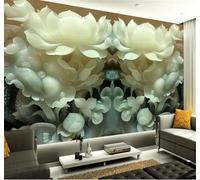 Fresco Bello Relieve Arte Flor De Loto De Jade Papel Pintado 3D Seda Texturizada Primera Calidad Neutros Material Ideal Para SalóN Dormitorio-350cm×256cm