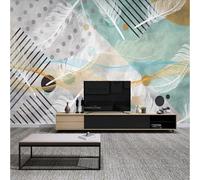 Fresco Bello Sencillo Abstracto Geométrico Plumas 3D Papel Pintado Tapiz Textura de Seda Oficina Comedor Sofá Dormitorio Sala Estar TV Fondo Pantalla-200cm×140cm