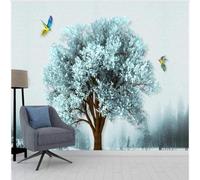 Fresco Bello Verde Árboles Grandes Bosque Pájaros Volando 3D Papel Pintado Tapiz Textura de Seda Oficina Comedor Sofá Dormitorio Sala Estar TV Fondo Pantalla-200cm×140cm