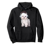 Fresco Bichon Frise con Auriculares Sudadera con Capucha