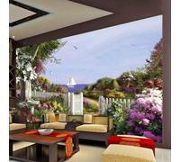 Fresco Bonito Jardín Árbol Grande Velero Mar 3D Papel Pintado Pared Premium Textura Seda Estudio Comedor Vinilos Dormitorio Sofás TV Cocina-350cm×256cm