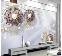 Fresco Bonito Lujoso Joyas Flores 3D Papel Pintado Tapiz Textura de Seda Oficina Comedor Sofá Dormitorio Sala Estar TV Fondo Pantalla-350cm×256cm
