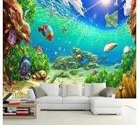 Fresco Bonito Mundo Submarino Corales Paisajes Papel Pintado 3D Seda De Lujo Pared Estudio Comedor Sofa Dormitorio Madera Salon Tv Decorativo-250cm×170cm