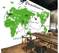 Fresco Creativo Abstracto Mapa Del Mundo Avión Papel Pintado 3D Seda Texturizada Primera Calidad Neutros Material Ideal Para SalóN Dormitorio-400cm×280cm