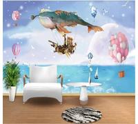 Fresco De Ensueño Mar Globo Aerostático Ballena Papel Pintado 3D Seda Texturizada Primera Calidad Neutros Material Ideal Para SalóN Dormitorio-300cm×210cm