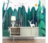 Fresco Dibujado A Mano Bosque Alce Sol Ave De Rapiña 3D Papel Pintado Pared Fácil Instalación Oficina Sala Estar Sofá Dormitorio TV Fondos Decoración-350cm×256cm