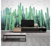 Fresco Dibujado A Mano Tropical Plantas Cactus 3D Papel Pintado Lujo Casa Sala Decoración Estar Comedor Sofá Dormitorio TV Fondo de Pared-430cm×300cm