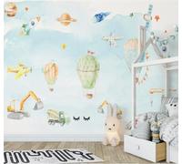 Fresco Dibujos Animados Aviones Globos Cohetes 3D Papel Pintado Lujo Casa Sala Decoración Estar Comedor Sofá Dormitorio TV Fondo de Pared-250cm×170cm