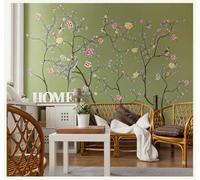 Fresco Elegante Árboles Flores Y Pájaros Arte 3D Papel Pintado Tapiz Textura de Seda Oficina Comedor Sofá Dormitorio Sala Estar TV Fondo Pantalla-150cm×105cm