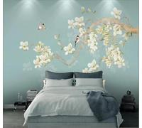 Fresco Elegante Ramas Flores Pájaros 3D Papel Pintado Tapiz Textura de Seda Oficina Comedor Sofá Dormitorio Sala Estar TV Fondo Pantalla-150cm×105cm