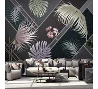 Fresco Hermosas Plantas Geométricas Hojas 3D Papel Pintado Seda Texturizada Primera Calidad Sala De Estar Sofá Dormitorio Comedor Hogar Pared-250cm×170cm