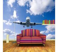Fresco Hermoso Cielo Azul Nubes Blancas Aviones 3D Papel Pintado Pared Premium Textura Seda Estudio Comedor Vinilos Dormitorio Sofás TV Cocina-150cm×105cm