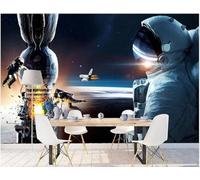 Fresco Hermoso De Ensueño El Espacio Astronauta Planeta 3D Papel Pintado Pared Fácil Instalación Oficina Sala Estar Sofá Dormitorio TV Fondos Decoración-400cm×280cm
