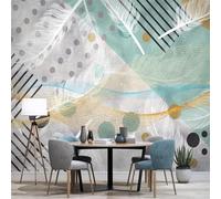 Fresco Hermoso Simple Abstracto Geométrico Plumas 3D Papel Pintado Lujo Casa Sala Decoración Estar Comedor Sofá Dormitorio TV Fondo de Pared-350cm×256cm