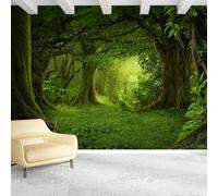 Fresco Hermoso Verde Paisaje Fantasía Bosque 3D Papel Pintado Tapiz Textura de Seda Oficina Comedor Sofá Dormitorio Sala Estar TV Fondo Pantalla-300cm×210cm