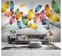 Fresco Minimalista Dibujado A Mano Hojas De Ginkgo Abstracto 3D Papel Pintado Tapiz Textura de Seda Oficina Comedor Sofá Dormitorio Sala Estar TV Fondo Pantalla-150cm×105cm