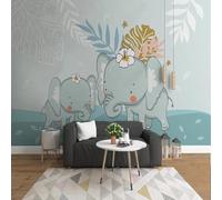 Fresco Pintado A Mano Arte Caricatura Animal Elefante Papel Pintado 3D Seda De Lujo Pared Estudio Comedor Sofa Dormitorio Madera Salon Tv Decorativo-430cm×300cm