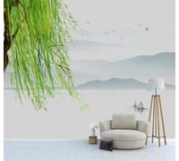 Fresco Primavera Sauce Paisaje 3D Papel Pintado Lujo Casa Sala Decoración Estar Comedor Sofá Dormitorio TV Fondo de Pared-400cm×280cm