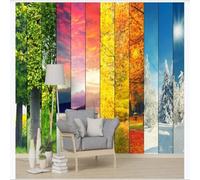 Fresco Sol Estaciones Selva Tropical Paisaje Rompecabezas 3D Papel Pintado Pared Premium Textura Seda Estudio Comedor Vinilos Dormitorio Sofás TV Cocina-350cm×256cm