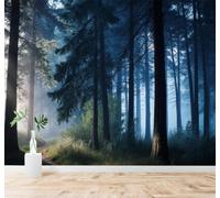 Fresco Tridimensional Bosque De Pinos Envuelto En Niebla Mañana Sol Radiante 3D Papel Pintado Tapiz Textura de Seda Oficina Comedor Sofá Dormitorio Sala Estar TV Fondo Pantalla-430cm×300cm