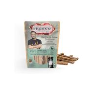 Fresco Varilla para masticar cuero cabelludo de ganado con pato, glucosamina y extracto de mejillón de labios verdes, 150 g, alimento complementario para perros, aperitivo natural, salud articular y