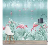 Fresco Verde Plantas Flamenco Pez Pequeño 3D Papel Pintado Lujo Casa Sala Decoración Estar Comedor Sofá Dormitorio TV Fondo de Pared-250cm×170cm