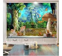 Fresco Y Soñador Seta Del Bosque Ciruela Ciervo 3D Papel Pintado Lujo Casa Sala Decoración Estar Comedor Sofá Dormitorio TV Fondo de Pared-300cm×210cm