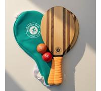 Frescobol 1946 - Juego de 2 raquetas de playa de madera maciza con bolas, inspiración brasileña con bolsa de transporte de neopreno, diseño elegante
