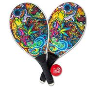 Frescobol Fibra de Vidrio Pádeles Playa Paddle Set Oficial Bola Roja Alta Visibilidad