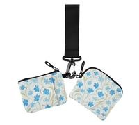 Fresh Blue Flowers in Summer - Tarjetero delgado y plano para mujer, monedero con bolsillo para monedas con cremallera para uso diario, 2 paquetes, Flores azules frescas en verano, 1 size, Casual