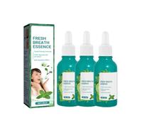 Fresh Breath Esencia de cuidado bucal, suero eliminador de mal aliento, gotas refrescantes naturales para el aliento, dura hasta 8 horas, sabor a menta, fácil de transportar (3 piezas)