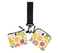 Fresh Cute Fruits Art Dots - Fundas para tarjetas de visita para mujer, con bolsillo con cremallera para trabajo, viajes, 2 unidades
