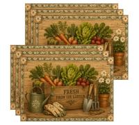 Fresh from the Garden - Manteles individuales rústicos botánicos para comedor, casa de campo, antideslizantes, lavables, para interiores y exteriores, cocina, fiesta, juego de 6