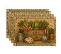 Fresh from the Garden - Manteles individuales rústicos botánicos para comedor, casa de campo, antideslizantes, lavables, para interiores y exteriores, cocina, fiesta, juego de 4