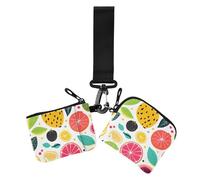 Fresh Fruits Beach Summer Simple Dual Wristlet Wallets para mujer, cartera pequeña con cremallera desmontable con bolsillo con cremallera para mujer, 2 unidades
