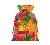 Fresh Fruits - Bolsa de moda con estampado de piñas, bolsa ligera con cordón y etiqueta kraft para Navidad y Halloween