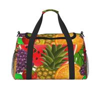Fresh Fruits - Bolsa de viaje de mano con diseño de piña, grande, reutilizable, perfecta para actividades al aire libre, deportes, camping y comestibles, Negro -, Talla única