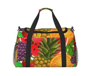 Fresh Fruits - Bolsa de viaje de mano con diseño de piña, grande, reutilizable, perfecta para actividades al aire libre, deportes, camping y comestibles, Negro -, Talla única