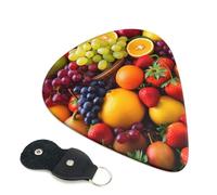 Fresh Fruits - Púas de guitarra, 6 unidades, 0,96 mm de grosor, púa de celuloide con soporte de piel, púa de guitarra personalizada para bajo, guitarras eléctricas y acústicas, regalo para amantes de