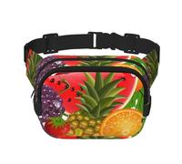 Fresh Fruits - Riñonera cuadrada con estampado de piña de doble capa, riñonera de viaje moderna para hombres y mujeres, Negro -, Talla única