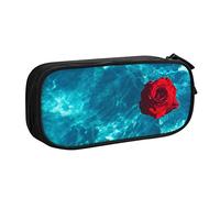 Fresh Garden Rose On The Blue - Estuche para lápices de agua para niñas y niños, ligero y duradero, bolsa organizadora de papelería escolar