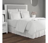 Fresh Ideas Falda de Cama con Ojales, Detalles Bordados con Volantes, clásico de 35,5 cm de Longitud de caída, Estilo Junto, California King, Blanco