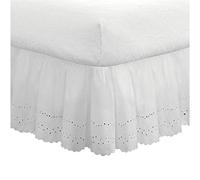 Fresh Ideas Falda de Cama con Ojales, Detalles Bordados con Volantes, clásico de 35,56 cm de Longitud de caída, Estilo Completo, Blanco
