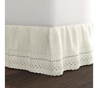 Fresh Ideas - Falda de Cama con Ojales, Detalles Bordados con Volantes, diseño clásico de 35,56 cm de Longitud de caída, Estilo recolectado, King, Marfil