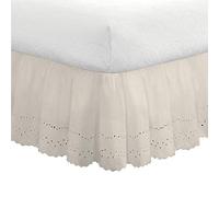 Fresh Ideas - Falda de Cama con Ojales, Detalles Bordados con Volantes, diseño clásico de 35,56 cm de Longitud de caída, Estilo recolectado, King, Marfil