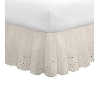 Fresh Ideas Falda de Cama con Ojales, Detalles Bordados con Volantes, Extra Larga, 45,72 cm de Longitud de caída, Estilo Completo, Marfil