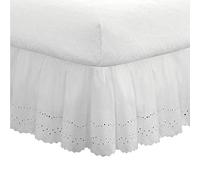 Fresh Ideas - Falda de Cama con Ojales, Detalles Bordados con Volantes, Extra Largos, 45,72 cm, Estilo Junto, Completo, Color Blanco