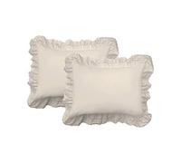 FRESH IDEAS Juego de Fundas de Almohada con Ojales, algodón, Marfil, tamaño King, Paquete de 2